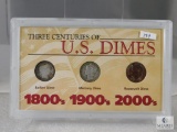 3 Centuries of Dimes Set 1898 Barber, 1944 Mercury, 2001-D Roosevelt