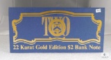 2003-A $2.00 Federal Reserve Note Crisp Uncirculated Layered with 22KT. Gold in Folder