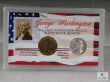 Washington First Dollar & Last Silver Quarter in Display Holder