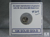 1926 Mini Copy of $20 St. Gruden's U.S. 10k Solid Gold