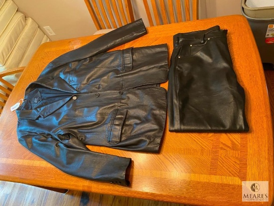 Jones New York Men's Jacket (48L) and Morbid Threads Leather Pants (40)
