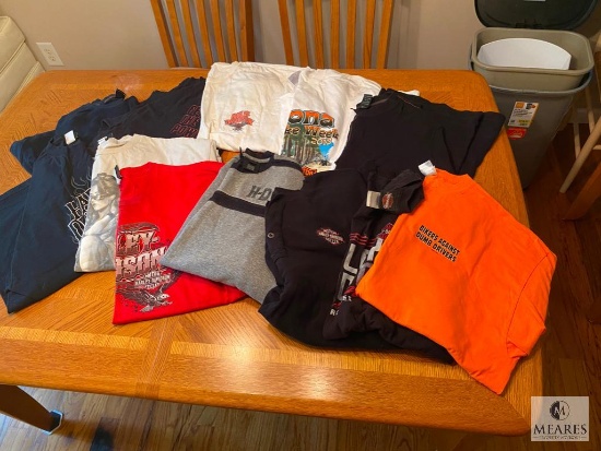 Large Lot of Harley-Davidson and Other Motorcycle T-Shirts