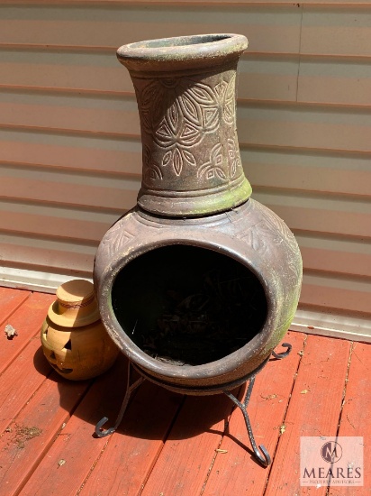Two-piece Outdoor Chiminea with Pumpkin
