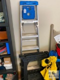 A-frame Aluminum Ladder and Plastic Sawhorse Pair