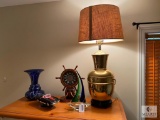 Brass Lamp - Nautical Decorative Items - Blue Vase