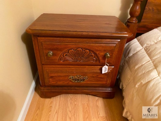 Oak Two-Drawer Bedside Table - Sumter Cabinet Co.