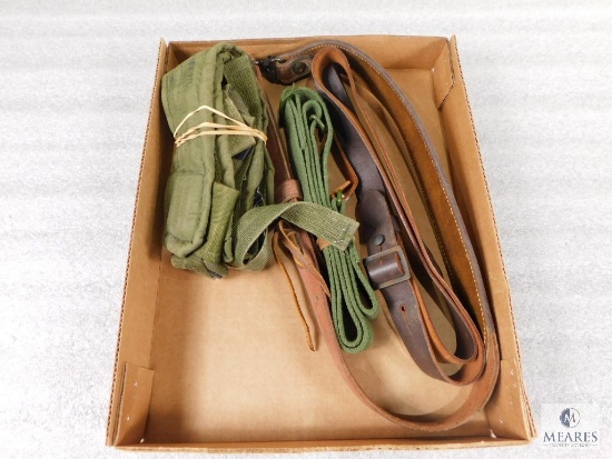 Lot of 4 Assorted Vintage Long Gun Slings - Leather and Canvas Style