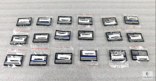 Lot of 18 Thin Blue Line American Flag Velcro Patches