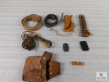 Lot Assorted Vintage Leather Holsters, Belts and Cartridge Straps