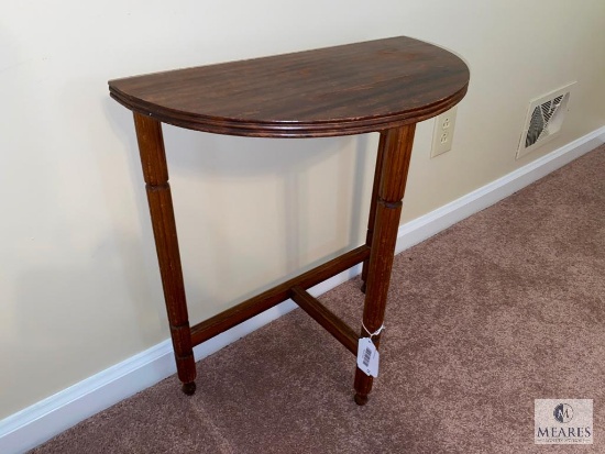 Small Vintage Wood Half Moon Side Table