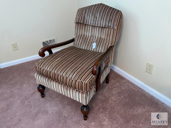 Vintage Occasional Chair Wood Legs and Arms with Newer Upholstery