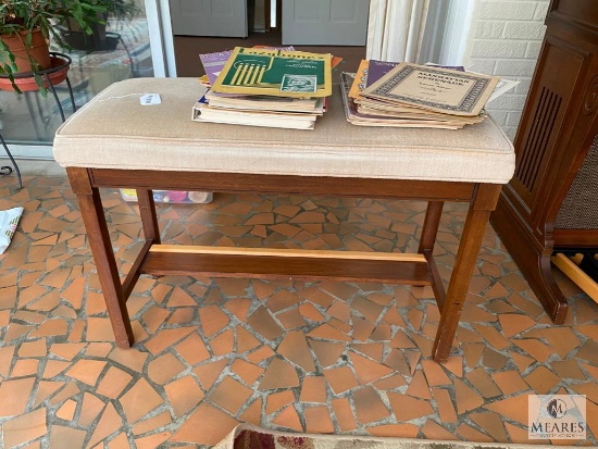 Upholstered Bench with Storage and Music Books