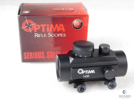 New Optima 30mm Red Dot With Adjustable Brightness And Weaver Mount. Great For Rifle, Pistol Or