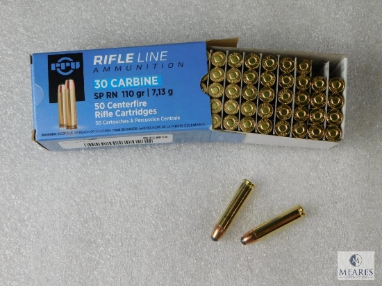 50 Rounds Prvi Partizan .30 Carbine Ammo. 110 Grain Soft Point