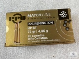 20 Rounds Prvi Partizan .223 Remington Ammo. 75 Grain Hollow Point Match