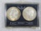 Kennedy Memoriam Set - Two 1964 90% Silver Kennedy Half Dollars