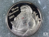 2003 Santa Claus Merry Christmas 1 Troy Ounce .999 Fine Silver Round