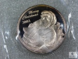 2003 Santa Claus Merry Christmas 1 Troy Ounce .999 Fine Silver Round