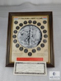 Complete US Walking Liberty Coins 1941-1947 - Wood Framed Display