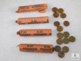 Four Rolls of Mixed Date and Mint Lincoln Cents