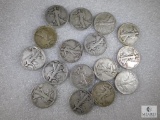 Group of 16 Mixed Date and Mint Walking Liberty Half Dollars