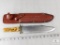 Large Fixed Blade Bowie Knife with Bone Handle and Handmade Leather Sheath