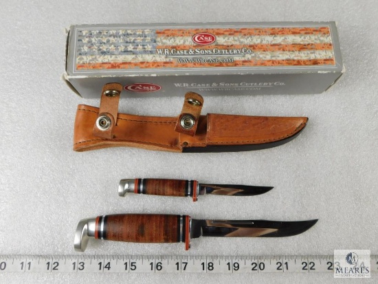 New Case Hunter Knife Set FX BLD 5 Brown Leather Sheath #00381