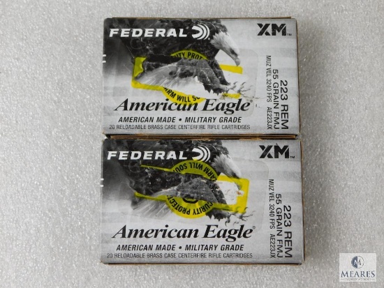 40 Rounds Federal American Eagle American Made Military Grade Reloadable Brass Case Centerfire Rifle