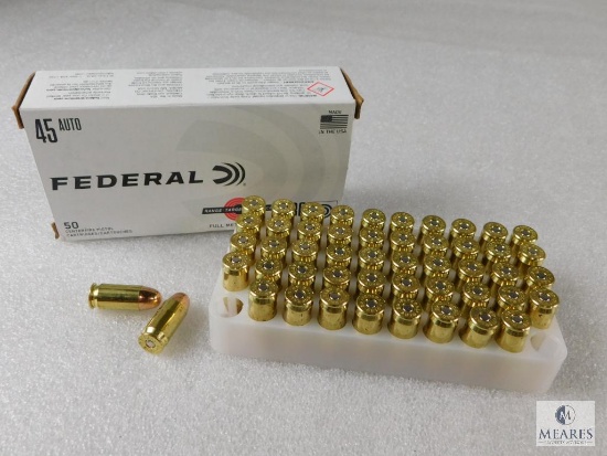 50 Rounds Federal 45 Auto 230 Grain Brass Champion FMJ Range/Target/Practice Centerfire Pistol