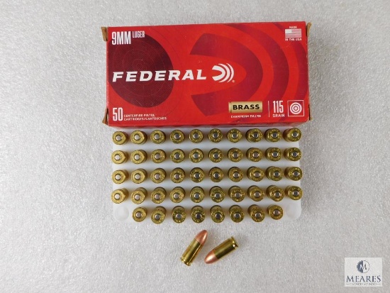 50 Rounds Federal 45 Auto 230 Grain Brass Champion FMJ RN Centerfire Pistol Cartridges