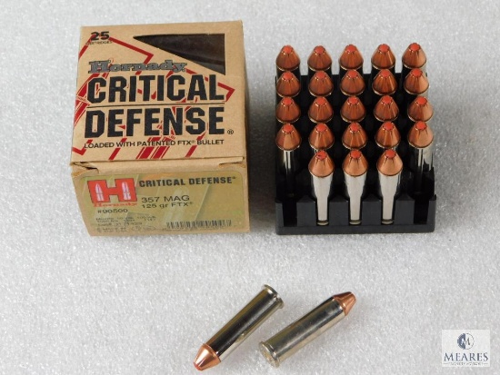 25 Cartridges Hornady Critical Defense Loaded with Patented FTX Bullet 357 MAG 125 Grain FTX