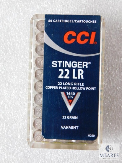 50 Cartridges Stinger 22LR Copper-Plated Hollow Point 32 Grain