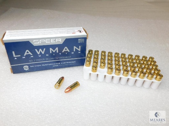 50 High-Performance Cartridges Speer Lawman Ammunition 9mm Luger 115 Grain FMJ