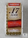 50 Cartridges Norma Professional Hunter .17 HMR V-Max Polymer Tip 17 Grain Varmint ~ Small Game