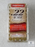 50 Cartridges Norma .22 WMR JHP 40 Grain Varmint ~ Small Game