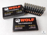 40 Rounds Wolf Polyformance Ammunition 300 AAC Blackout 145 Grain FMJ Steel Case Non-Corrosive