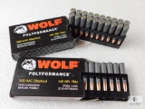40 Rounds Wolf Polyformance Ammunition 300 AAC Blackout 145 Grain FMJ Steel Case Non-Corrosive