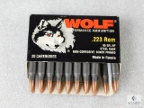19 Rounds Wolf Performance Ammunition .223 Rem 55 Grain HP Steel Case Non-Corrosive Boxer Primed