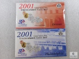 2001 US Mint UNC Coin Sets - P&D