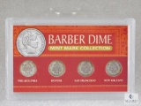 Barber Dime Four-Coin Mint Mark Collection