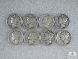 Group of Eight Mixed Date and Mint Mercury Dimes