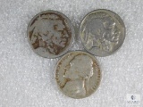 Group of Three Nickels: Buffalo and Jefferson