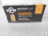 50 Rounds PPU Defense Line Ammunition 9mm Luger JHP 147 Grain Centerfire Ammo