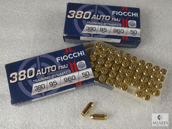 100 Rounds Fiocchi .380 ACP Ammo. 95 Grain FMJ