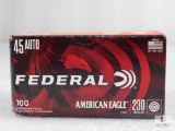 100 Rounds Federal American Eagle .45 ACP Ammo. 230 Grain FMJ