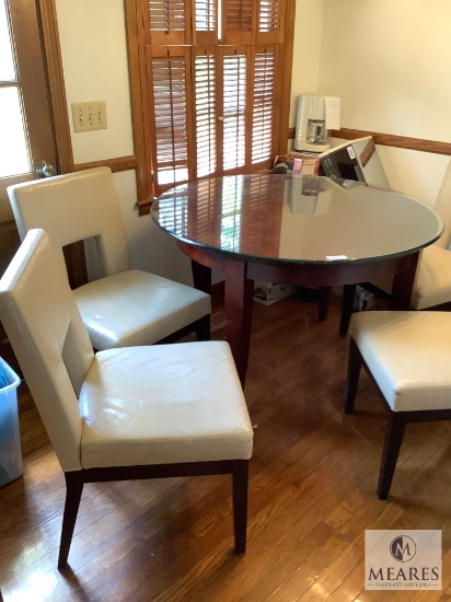 Round Glass-top Dining Table and Four Chairs