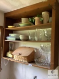 Mixed Cabinet Lot of Clear Glass and China Pieces