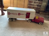 Vintage Pressed Steel Tonka Truck and Western Auto Trailer