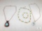 Lot of Fashion Jewelry Including a Moss Agate Pendant, Bead Necklace, Turquoise Necklace