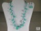 Necklace and Earring Set: Green Stones and Crystals